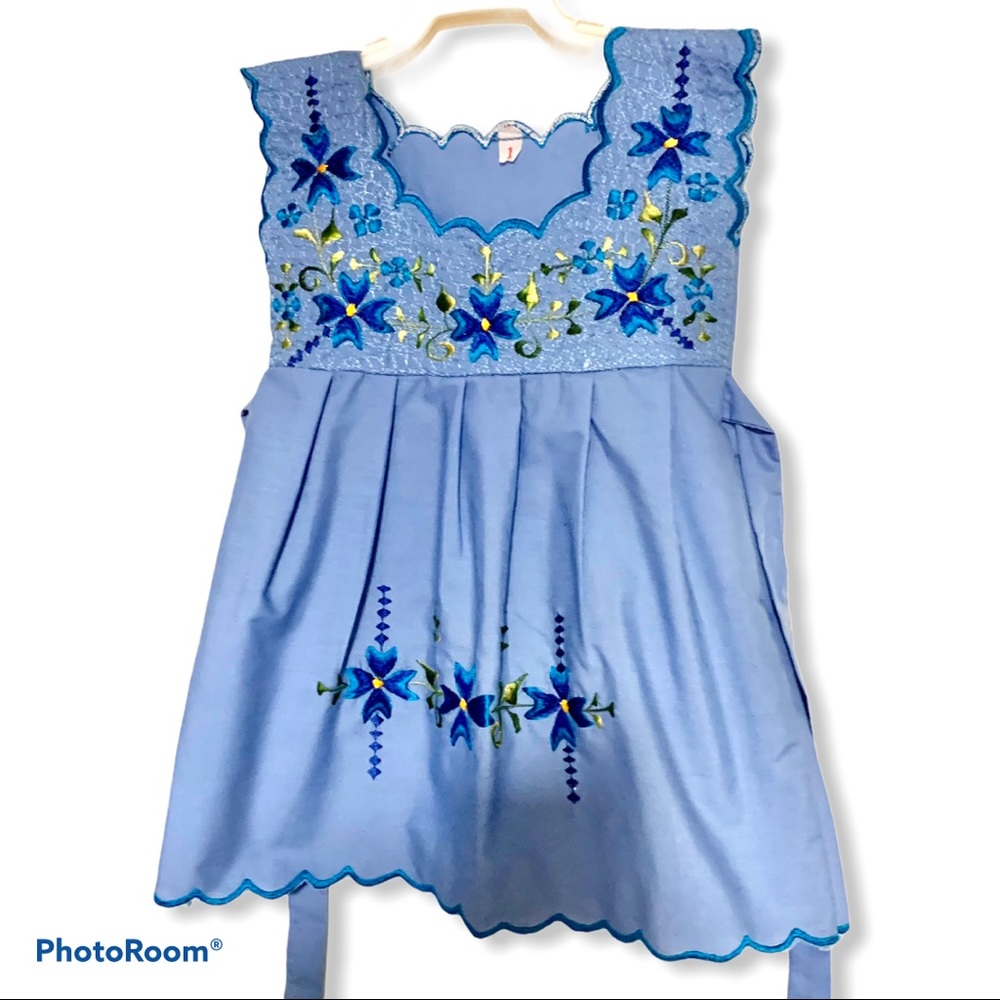 Baby/Toddler Blue Floral Mexican Dress